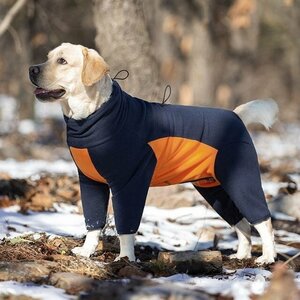 犬 服 ペット 綿服 コート 秋冬 フリース ジャケット 暖かい 寒さ対策 小中大型犬 背中開き 散歩 着脱簡単 オレンジ M MAY738