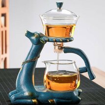 L115★良品 煎茶 鹿 道具 茶器 茶具 ガラス ティーポット やかん ケトル コーヒー お茶 紅茶 自然樹脂 アンティーク ガラス ギフト 装飾_画像1