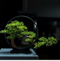 人工盆栽 プラスチック シミュョン植物鉢植え 人工観葉植物レーイクグリーン 鉢付きシ 造花 偽物 松盆栽 フェ_画像1