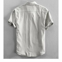 シャツ メンズ 半袖 カジュアルシャツ 白シャツ 無地 シンプル レギュラーカラー ビジカジ 羽織り グレー 2XL_画像2