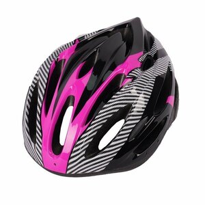 自転車 ヘルメット 軽量 大人 高剛性 サイクリング バイク 011黒＆ピンク MAY299