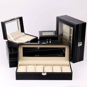 腕時計 収納ケース PU革制 レザー 展示 10本用 ウォッチケース ボックス ブラック MAY665の画像3