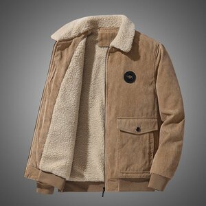 新品 新入荷 コールテン アウター メンズ 裏ボア ブルゾン ムートンコートスジャケット 作業服 カジュアル 厚手 防寒 XL mzm1076