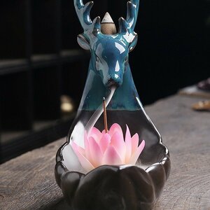 セラミック製　煙　逆流を備えたバーナー　fawn lotus　滝　ポスター療法　オフィスの装飾