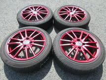 中古タイヤ☆165/55-15 165/55R15 クムホ 2022年製 マナレイ マットワインレッド 6J+43 100 4H Kカーカスタムに☆_画像1