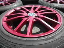 中古タイヤ☆165/55-15 165/55R15 クムホ 2022年製 マナレイ マットワインレッド 6J+43 100 4H Kカーカスタムに☆_画像3