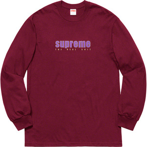 即決 supreme 19ss the real shit l/s tee burgundy