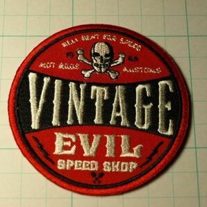 ★アイロンワッペン★VINTEGE EVIL SPEED SHOP★スカル・クロスボーンの画像1