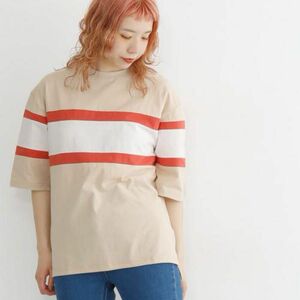 merlot 配色ラガービッグTシャツ　ベージュ