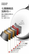 フライパン なべ 蓋付き 304ステンレス鋼 鍋 IH対応 家庭用 ガス火 IH 調理機器 調理道具 フライパン ☆26cm 28cmサイズ選択/1点_画像3