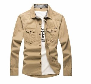 新品 売れ筋 メンズ シャツ 長袖 ボタンダウン シャツ ピンオックス Ｍ～5ＸＬサイズ選択 ★カーキ/XLサイズ