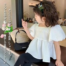 子供服 女の子 半袖 Tシャツ キッズ バルーンスリーブ ぽわん袖 ブラウス バックリボン 子供 女の子 ガールズ トップス ☆7-15選択/1点_画像2