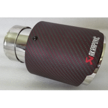 Akrapovic マフラーカッター 炭素繊維 エンドパイプ ステンレスヒートタイプ ★ レッド+シルバー ★2個セット_画像1