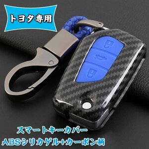 スマートキーケース トヨタ スマートキーカバー キーケース トヨタ キーホルダー ABSシリカゲル+カーボン柄 トヨタ専用 ☆6色選択/1点