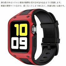 apple watch 対応 バンド ケース おしゃれ 交換バンド ケース 一体型 ベルトSeries4/5 42mm/44mm 耐衝撃 【ブラック+ホワイト 42MM/44MM】_画像7