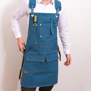 ブルーの男性用 エプロン ツール&付属品のポケット付き 防護作業服 フリーサイズキャンバス ワークデニムエプロン [カラー 変更可]