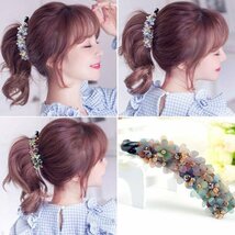 シフォンビッグヘアピンかわいい赤いバレットピンクの髪のクリップ女性のアヒルクリップヘアグリップ韓国の特大の花 2個セット（COLOR G）_画像8