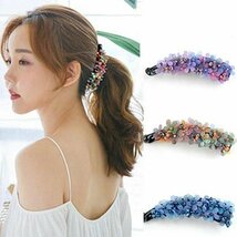 シフォンビッグヘアピンかわいい赤いバレットピンクの髪のクリップ女性のアヒルクリップヘアグリップ韓国の特大の花 2個セット（COLOR G）_画像7