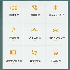 ワイヤレス イヤホン Bluetooth5.0 Hi-Fi 高音質 自動ペアリング LED電量表示 両耳通話 軽量 ワンボタン便利操作 Hi-Fi高音質【ブラック】の画像4