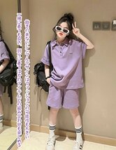 子供服 女の子 キッズ服 ジャージ 2点セット 半袖Tシャツ +ハーフパンツ 運動着半袖tシャツ ハーフパンツ上下セット ☆2色/120-170選択/1点_画像5