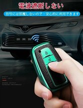 トヨタ 対応 キーケース キーカバー キーホルダーオシャレ 高級 Toyota C-HR 新型 クラウン 50系 プリウス 70カムリ【グリーン/2ボタンc】_画像3