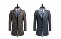 メンズ ビジネスコート 新品ロングコート 厚手 ウール テーラードジャケット 裏ボア 高級 セレブ　WOOL 紳士スーツ M~4XL_画像8