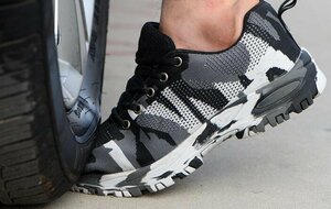 新品 鋼鉄先芯 安全靴 メンズ トレッキング アウトドア 作業靴 釘踏み抜き防止 防滑 通気 迷彩柄 カジュアル グレー サイズ25.5CM 変更可
