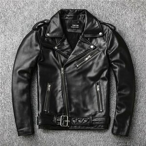 レザージャケット 上品　本革 羊革　ライダースジャケット メンズファッション バイクジャケット 　 革ジャン ★2XLサイズ