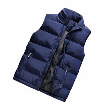 メンズ ベスト 中綿ベスト *新品 ジャケット 防寒着 おしゃれ 秋冬 旅行 登山 釣り アウトドア チョッキ★ダークブルー/3XLサイズ_画像2