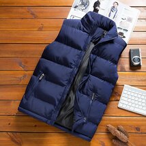 メンズ ベスト 中綿ベスト *新品 ジャケット 防寒着 おしゃれ 秋冬 旅行 登山 釣り アウトドア チョッキ★ダークブルー/3XLサイズ_画像1