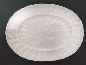 ○未使用○Meissen マイセン スワンサービス ホワイト オーバル プラター プレート 大皿 30cm 美麗 清潔 貴重品