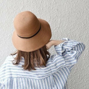 美品★SHIPS any ラインデザインハット 定価4,400円 ブラウン 帽子 夏 シップス