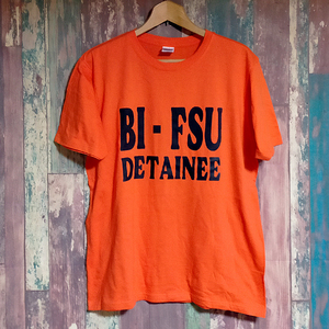 送込 フィリピン　ビクタン収容所　囚人服　半袖Tシャツ 橙色　XLサイズ