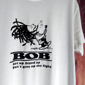 送込 ボブマーリーftチャーリーブラウン Get Up Stand Up 半袖Tシャツ 白 Lサイズ の画像2