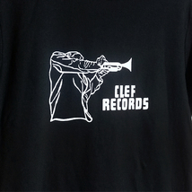 送込　CLEF RECORDS クレフレコード American jazz 半袖Tシャツ　黒　Mサイズ_画像1