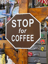 コーヒータイム　ストップ　プラスチックサイン ■ アメリカン雑貨 アメリカ雑貨 看板_画像1