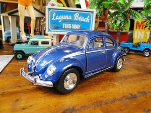 1967年フォルクスワーゲン・ビートル　ダイキャストミニカー　1/32スケール（ブルー） ■ アメリカン雑貨 アメリカ雑貨