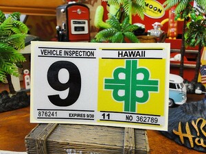 ハワイの車検バンパーステッカー　レプリカ（9月）　アメリカ雑貨 アメリカン雑貨