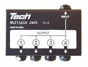 【E】Tech★5穴並列（4＋1）★マルチプルジャック★入力1ch出力4ch★信号分配器★スプリッター★1イン-4アウト★エフェクター分配器★TJ-5