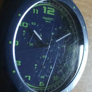 250-0030 swatch スウォッチ メンズ腕時計 ラバーベルト クオーツ クロノグラフ 青 ブルー 電池切れ 動作未確認の画像2