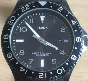 242-0011 TIMEX タイメックス　メンズ腕時計　金属ベルト　クオーツ　黒　ブラック　Y1 電池切れ　動作未確認