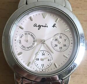 266-0841 agnes b. アニエスベー レディース腕時計　金属ベルト　クオーツ　V33J-0010 電池切れ　動作未確認