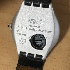 243-0771 swatch スウォッチ IRONY メンズ腕時計 革ベルト クオーツ 黒 ブラック 電池なしの画像6