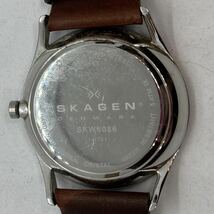 247-0865 SKAGEN 腕時計 革ベルト ブラウン 電池切れ 動作未確認_画像3