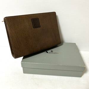 【BOX付】Aquascutum アクアスキュータム　セカンドバッグ　レザー　ブラウン　＊DI