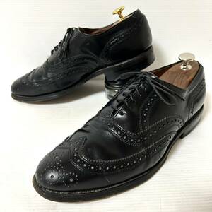 【80sVintage/USA製】Allen Edmonds Lloyd アレンエドモンズ　革靴ヴィンテージ　ウイングチップ レザーシューズ71/2D 25.5cm ブラック＊DH