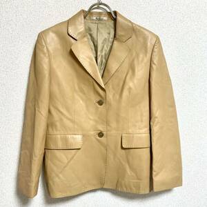 アクアスキュータム Aquascutum ラムレザージャケット テーラードジャケット ベージュ 羊革 サイズ9 レディースM相当 ＊CH