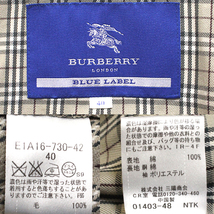 超美品 BURBERRY バーバリー ブルーレーベル コットン トレンチコート 40 ライナー付 コート ハニーベージュ チェック 襟裏 裏地_画像10