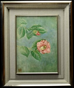 Art hand Auction [Kura A2614a] Hideaki Mori Red Camellia Nr. 4 Co-Aufkleber, Malerei, Japanische Malerei, Blumen und Vögel, Vögel und Tiere