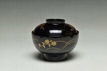 【蔵A2040b】寺井直次・大場松魚　監修　輪島塗　絵替蒔絵　四季の花鶴文　吸物椀　五客　共箱_画像7